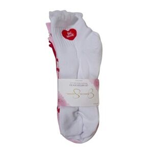 Jessica Simpson Quarter Socks 6 Pair Hearts Valentine White Pink Red NWT